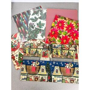 Vintage Gift Wrap lot 6 different designs retro Large sheets holidays ephemera